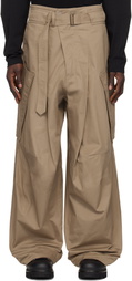 FFFPOSTALSERVICE Beige Wide Belted Draped Pocket Trousers