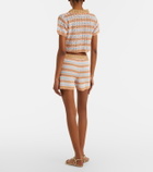 Anna Kosturova Striped crochet cotton shorts