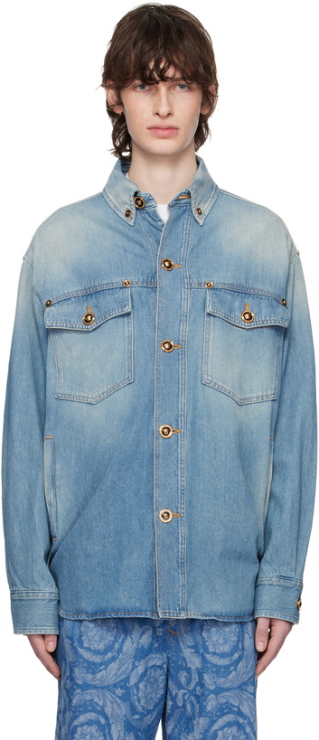 Photo: Versace Blue Medusa Denim Shirt