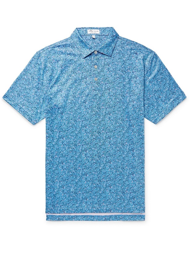 Photo: Peter Millar - Jackie Printed Tech-Jersey Golf Polo Shirt - Blue