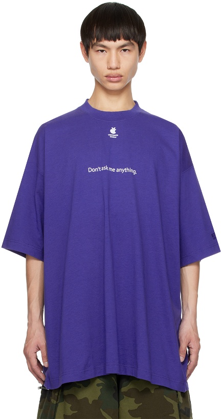 Photo: VETEMENTS Blue 'Don't Ask Me Anything' T-Shirt