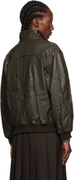 Dunst Brown Stand Collared Leather Jacket