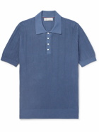 Brunello Cucinelli - Slim-Fit Ribbed Cotton Polo Shirt - Blue
