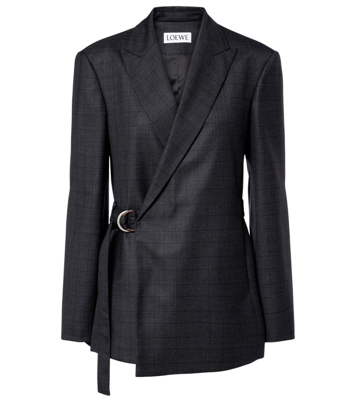 Photo: Loewe Prince of Wales check wool wrap blazer