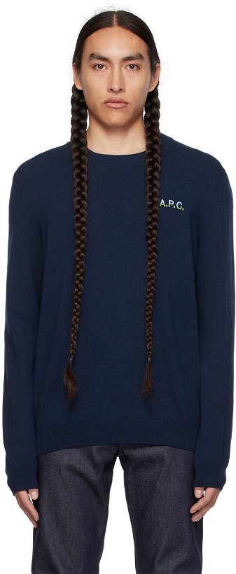 Photo: A.P.C. Navy Embroidered Sweater