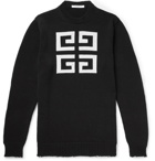 Givenchy - Distressed Logo-Intarsia Cotton Sweater - Men - Black