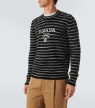 Prada Logo striped wool and cashmere sweater