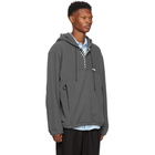 Off-White Grey Polar Fleece Hooded Anorak Jacket