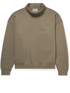 Fear of God Essentials - Logo-Print Cotton-Blend Jersey Mock-Neck Sweatshirt - Brown