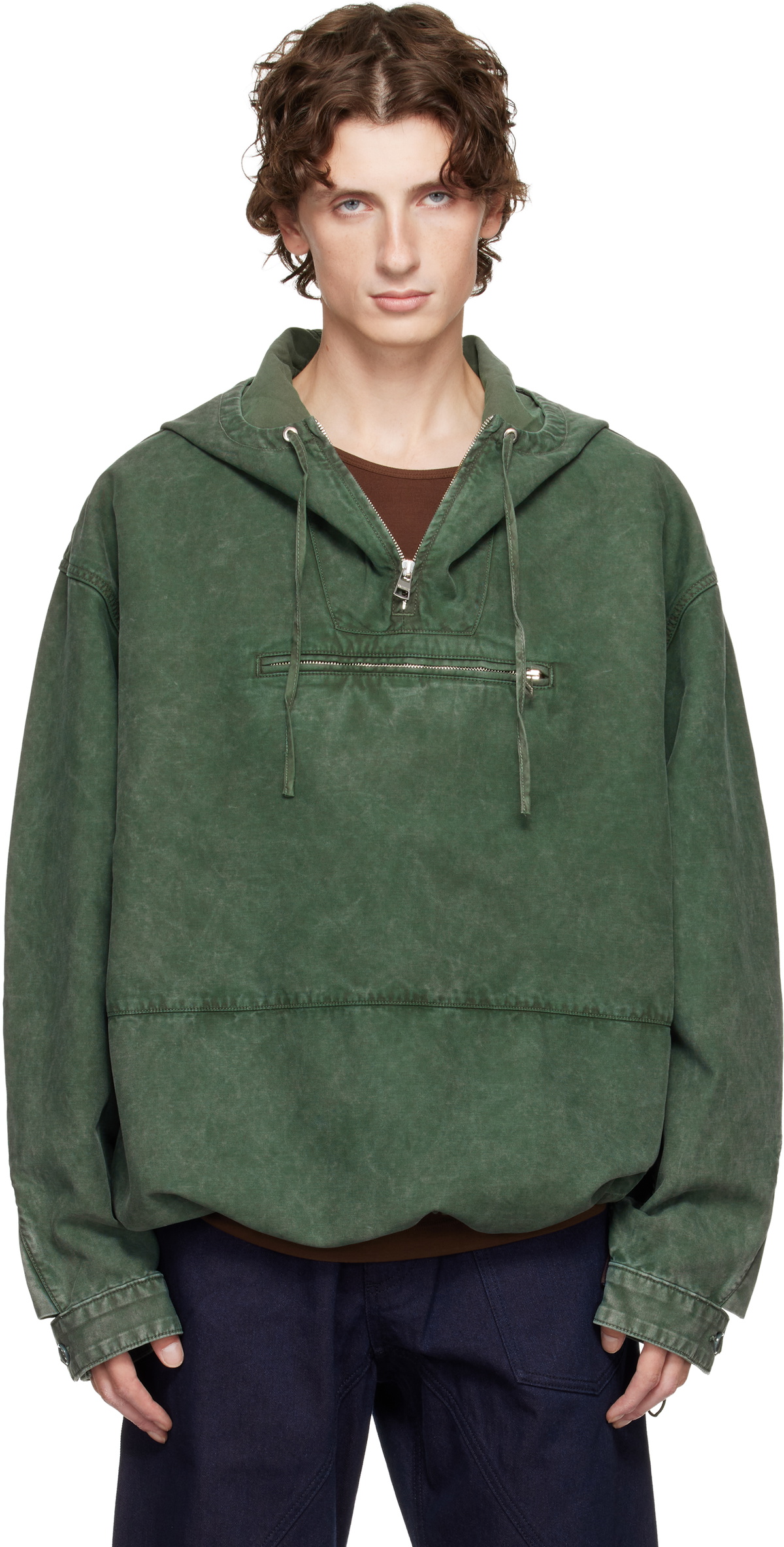 JW Anderson Green Garment-Dyed Anorak Jacket