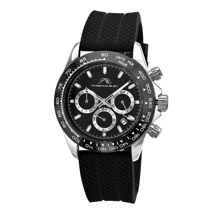 Porsamo Bleu Preston Sport Chronograph Quartz Black Dial Mens Watch 1037BPRR