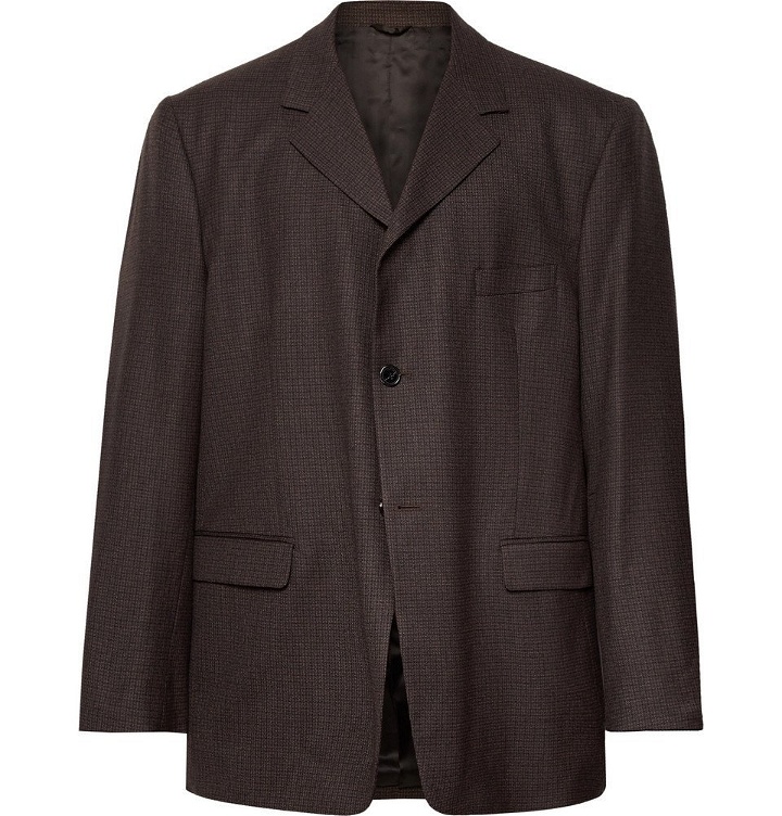Photo: Raf Simons - Brown Oversized Checked Wool Suit Jacket - Brown