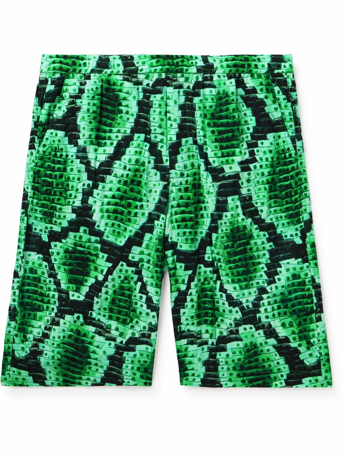 Photo: Endless Joy - Straight-Leg Snake-Print ECOVERO™ Shorts - Green