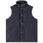 Blue Blue Japan Men's Nylon Reflective Print Recycled Down Vest in Indigo