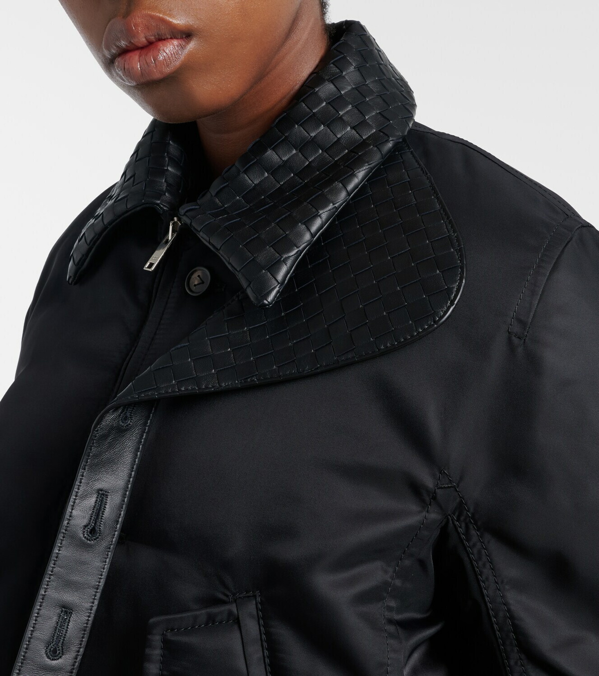 Bottega Veneta Intrecciato leather-trimmed blouson jacket