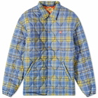Human Made Men's Quilted Check Coach Jacket in Blue