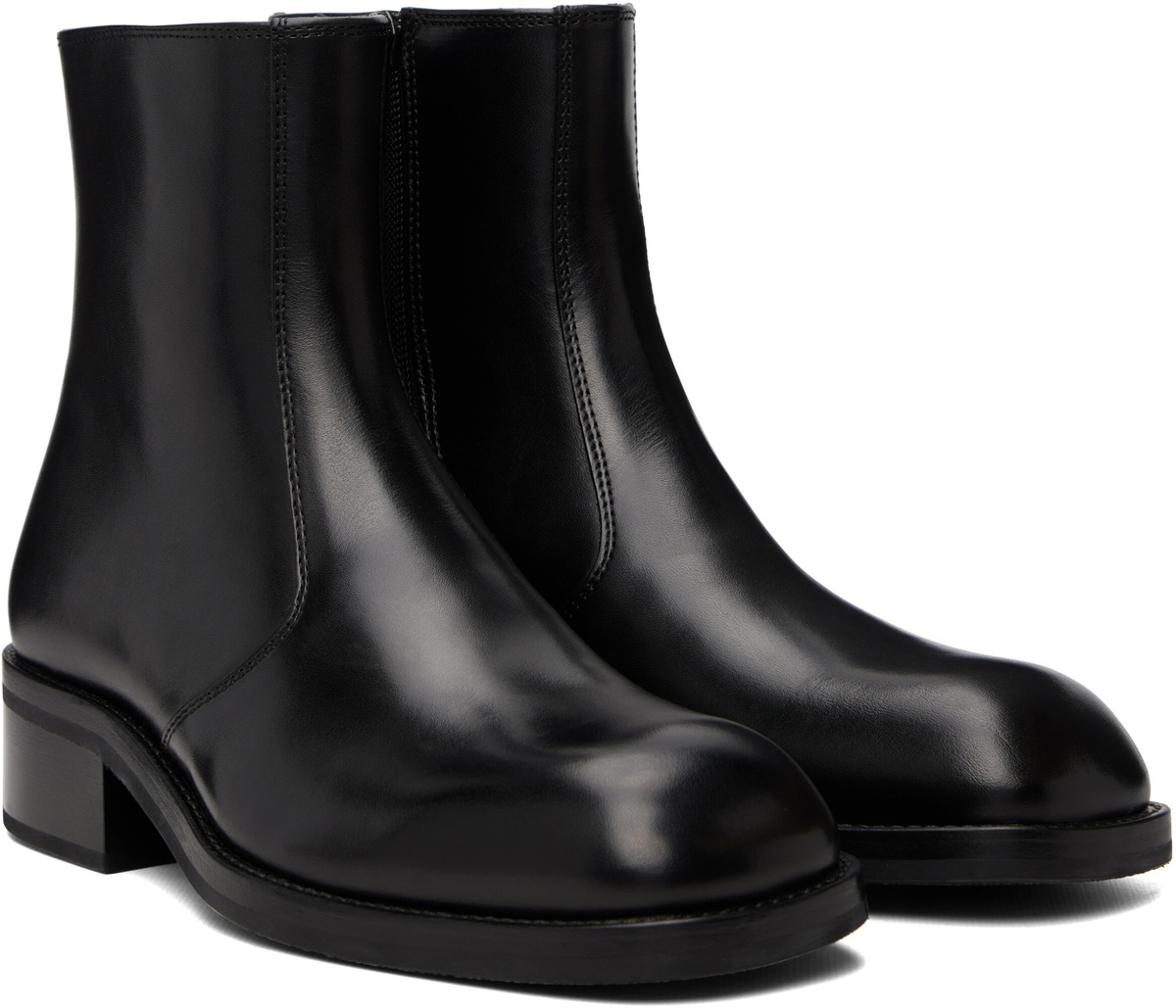LEMAIRE Black Zipped Ankle Boots