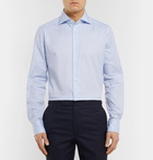 Ermenegildo Zegna - Light-Blue Cutaway-Collar Puppytooth Cotton Shirt - Men - Blue