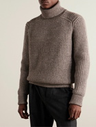 Loro Piana - Ribbed Cotton, Yak and Virgin Wool-Blend Rollneck Sweater - Brown