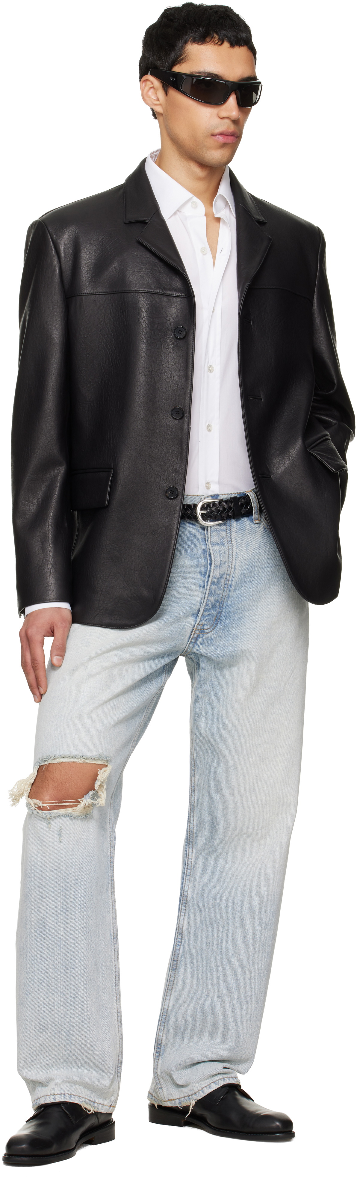 TONYWACK Black Vintage Lamb Leather Blazer