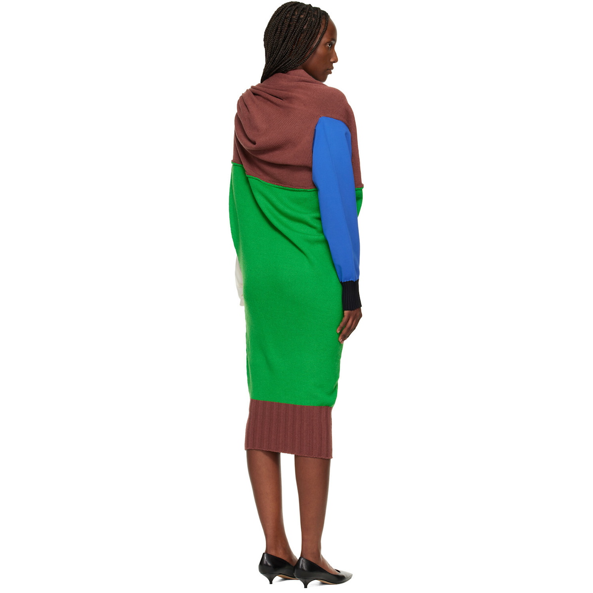 ISSEY MIYAKE Brown & Green November Sleeves Collection Midi Dress