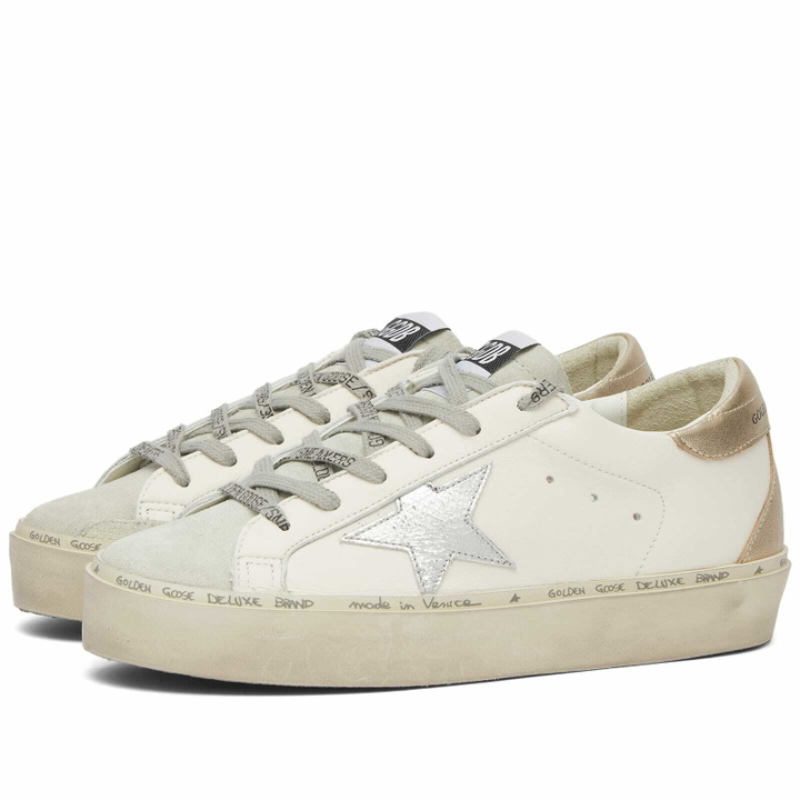 Photo: Golden Goose Women's Hi-Top Star Leather Sneakers in White/Ice/Platinum
