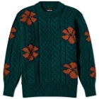 Howlin by Morrison Men's Howlin' Cabled Flowers Crew Knit in Forest