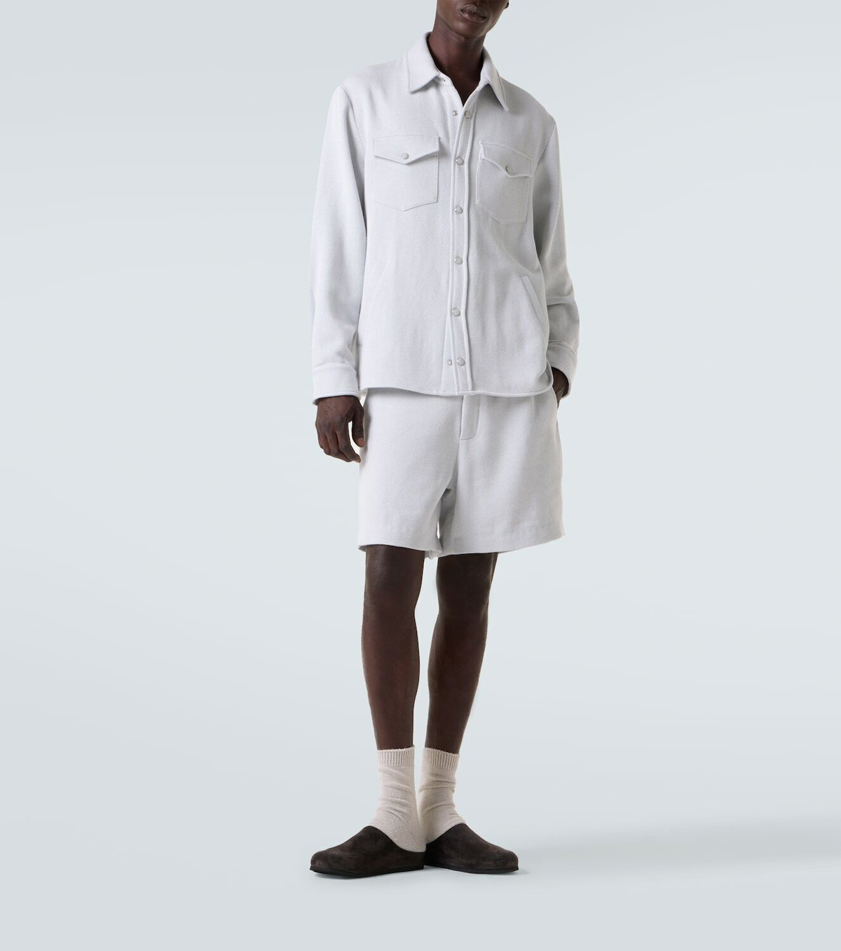 God's True Cashmere Explorer cashmere and cotton denim shorts