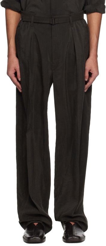 Photo: LEMAIRE Brown Belted Relaxed Trousers