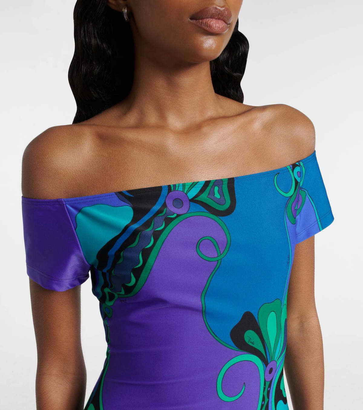 Pucci Orchidee printed off-shoulder romper Emilio Pucci