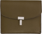 TOTEME Taupe T-Lock Grained-Leather Card Holder