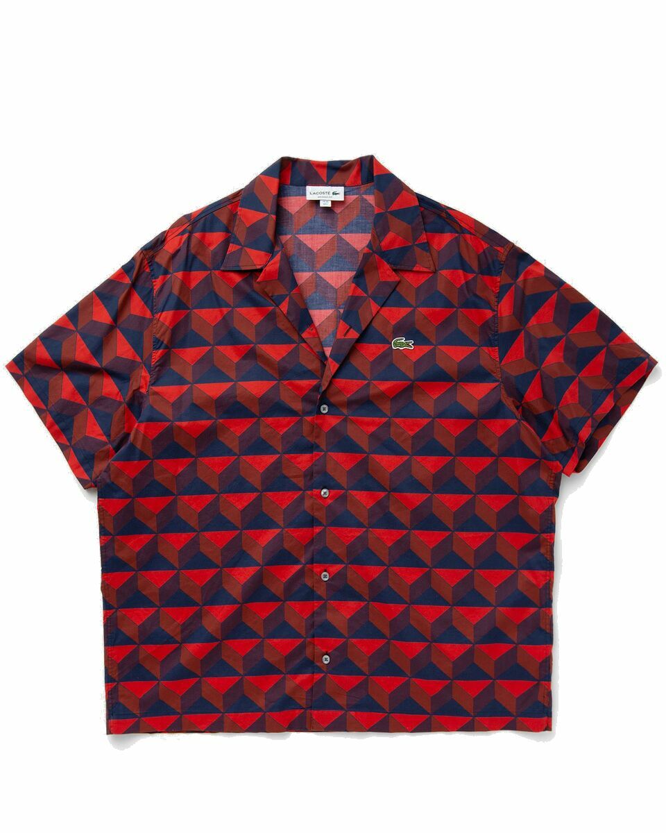 Photo: Lacoste Short Sleeved Robert George Print Shirt Red - Mens - Shortsleeves