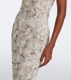 Là Fuori Icey Rose embellished floral bustier gown