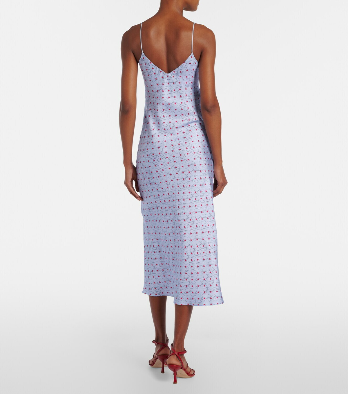 Rodarte Floral-appliqué printed silk slip dress