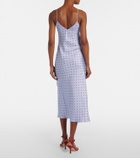 Rodarte Floral-appliqué printed silk slip dress