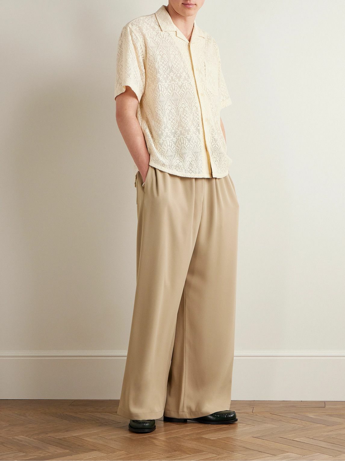 Corridor - Alhambra Camp-Collar Crocheted Cotton-Blend Shirt - Neutrals
