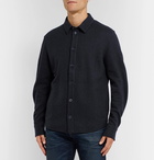 Loro Piana - Suede-Trimmed Mélange Cashmere-Blend Overshirt - Navy