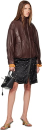 Nour Hammour Brown Roland Leather Bomber Jacket