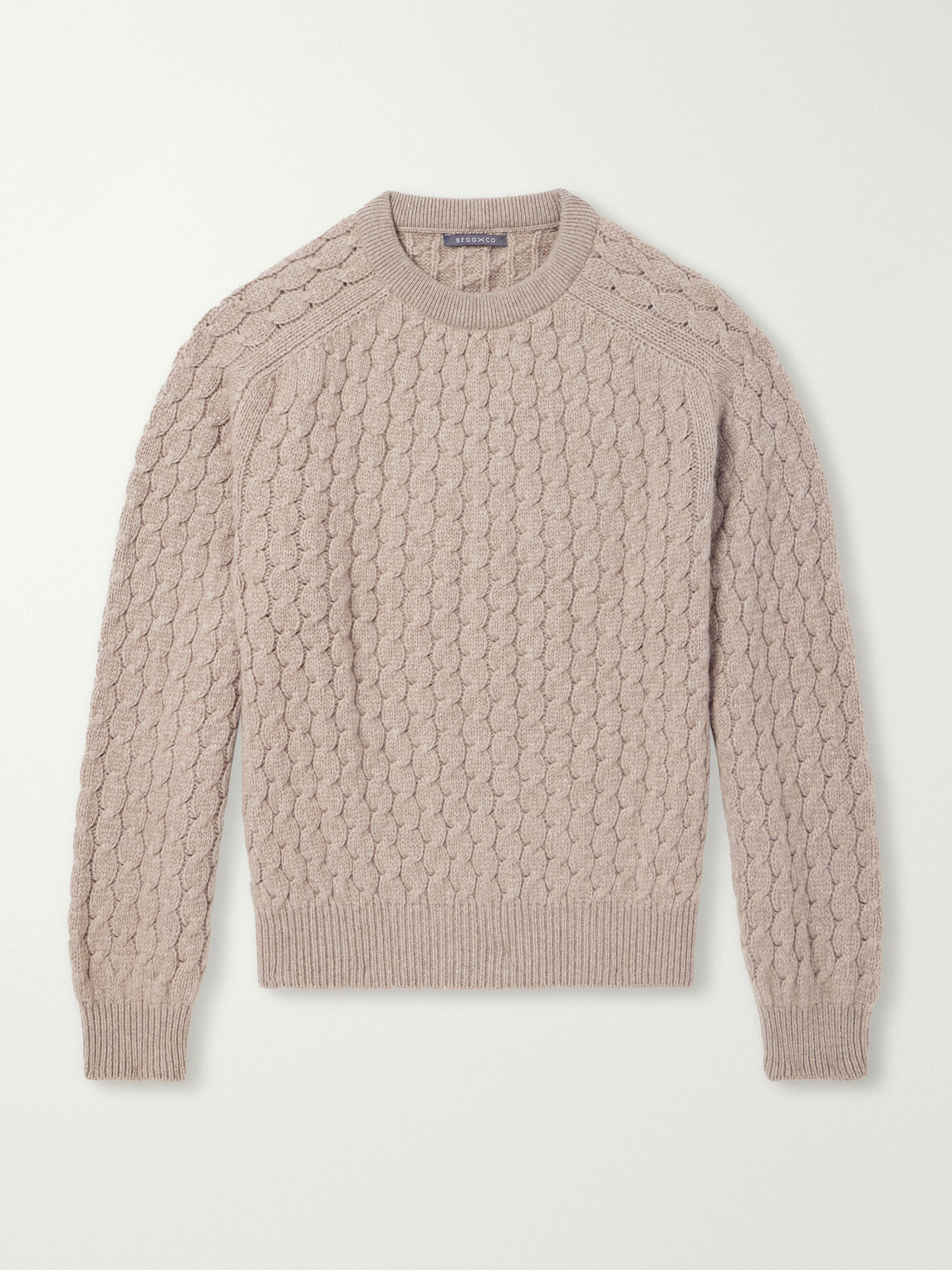 Begg & Co - Cable-Knit Cashmere and Wool-Blend Sweater - Brown