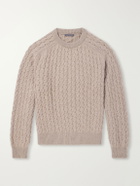 Begg & Co - Cable-Knit Cashmere and Wool-Blend Sweater - Brown