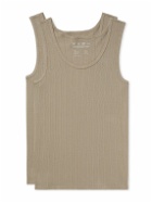 mfpen - Two-Pack Ribbed Organic Cotton Tank Tops - Neutrals