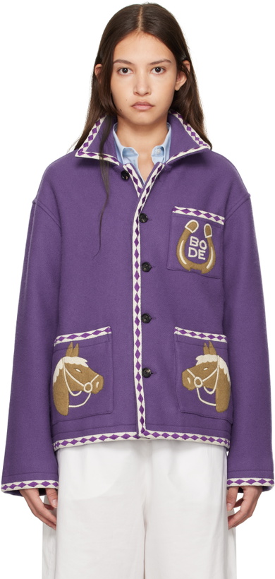 Photo: Bode Purple Bronco Appliqué Jacket