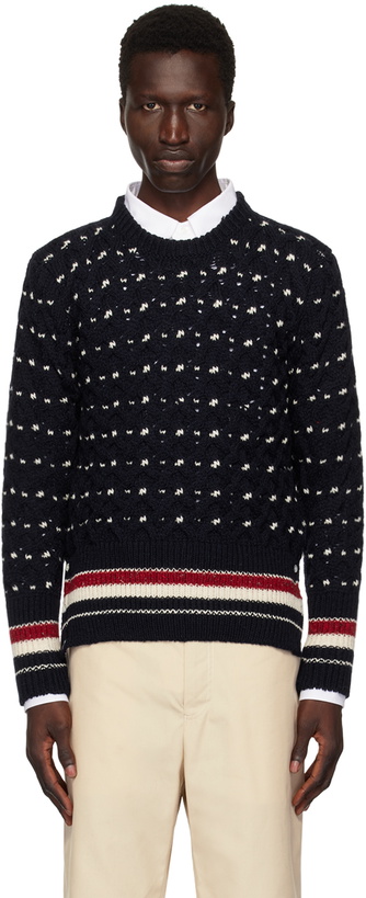 Photo: Thom Browne Navy Wool Sweater