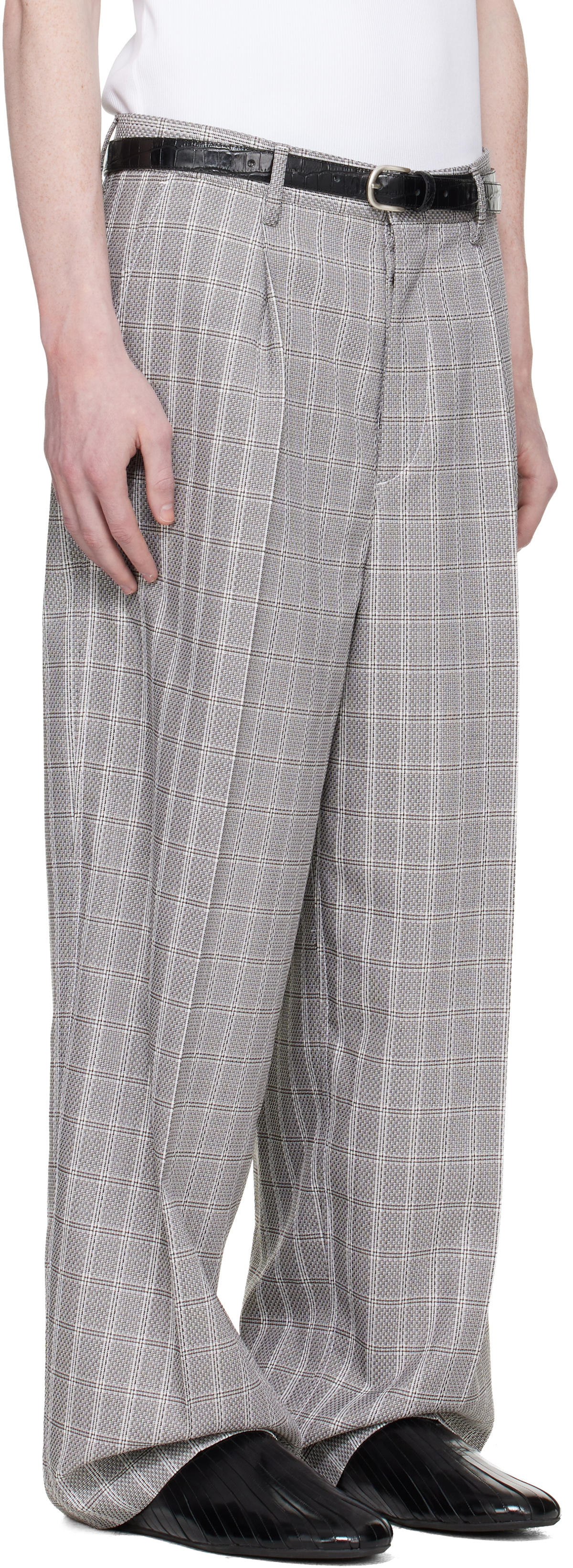 Marni Gray Check Wool Trousers
