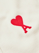 AMI PARIS - Logo-Embroidered Cotton and Merino Wool-Blend Cardigan - White