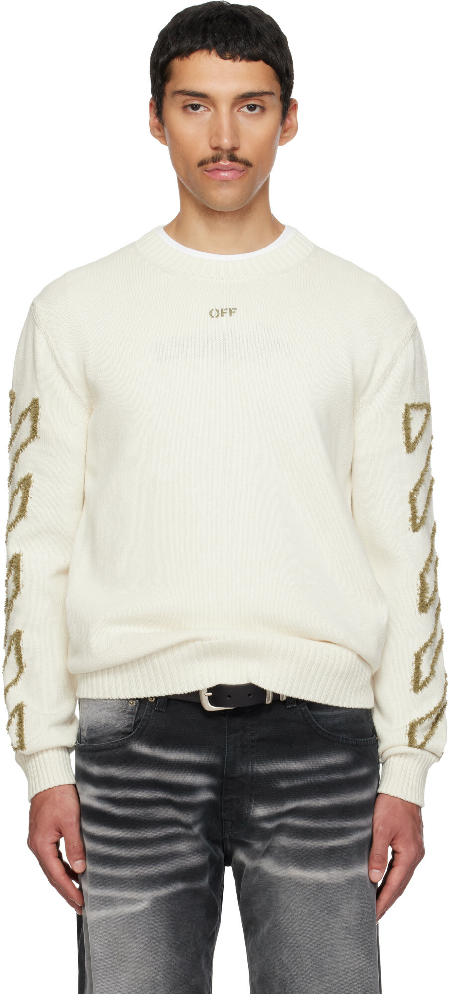 Off-White Diagonal 3D Line Crew Sweat Black Off-White