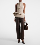 Magda Butrym Peplum floral-appliqué linen top
