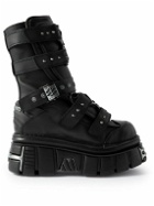 VETEMENTS - New Rock Gamer Embellished Leather Platform Boots - Black