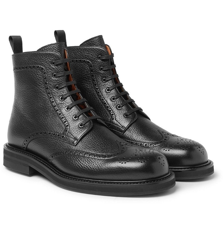 Photo: Mr P. - Jacques Full-Grain Leather Brogue Boots - Men - Black