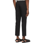 Solid Homme Black Linen Elastic Waist Tapered Trousers